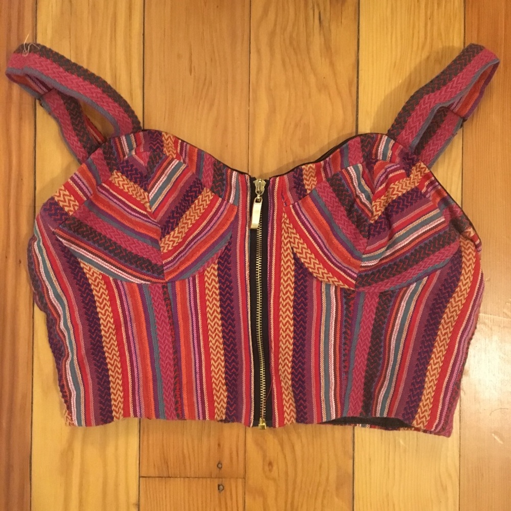 Funky zip front cropped bustier